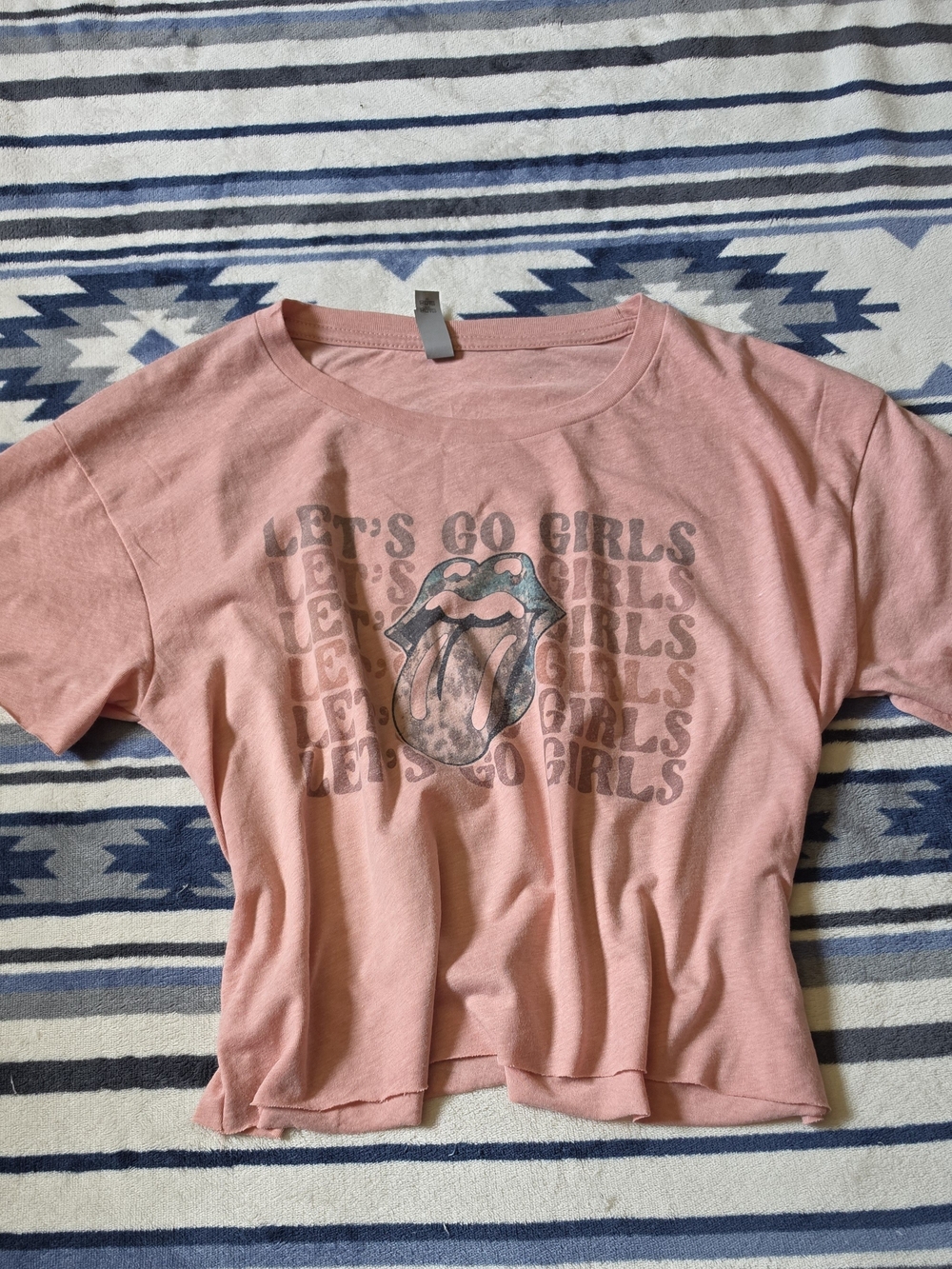 Next Level Apparel Pink Graphic Cropped Tee